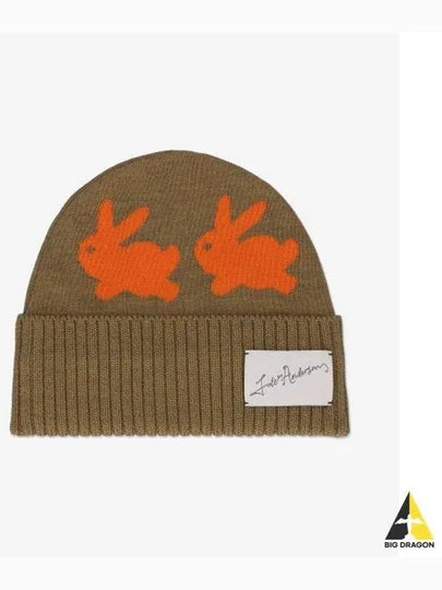 J W ANDERSON Bunny Motif Jacquard Beanie Camel Orange KW0935YN0008191 - JW ANDERSON - BALAAN 2