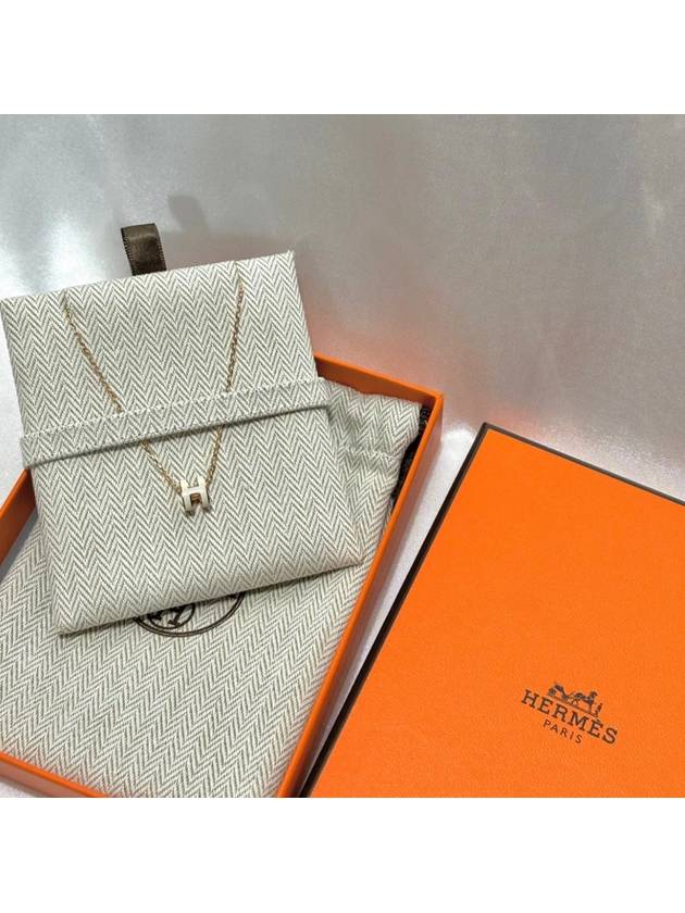 Mini Pop H Pendant Rose Gold & Blanc - HERMES - BALAAN 5