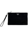 Saffiano Leather Strap Nylon Clutch Bag Black - PRADA - BALAAN 4