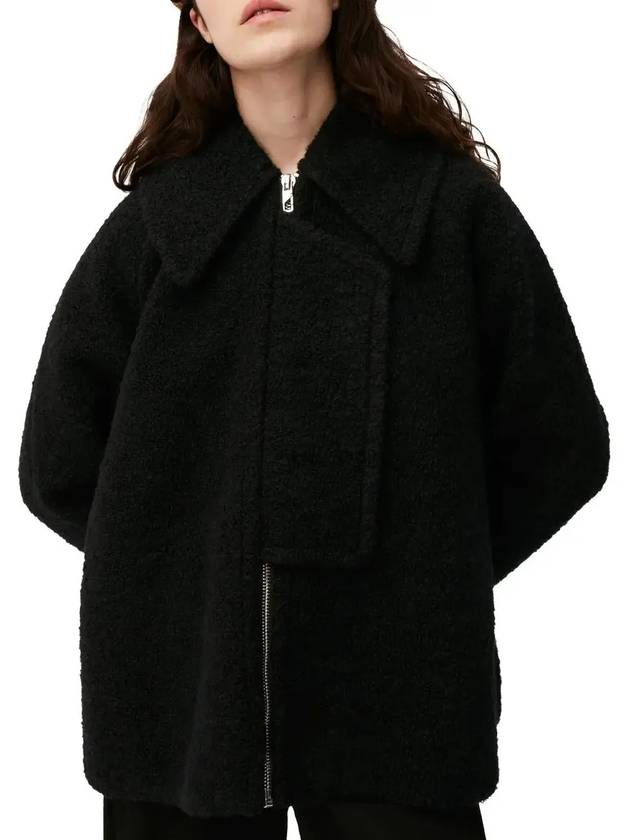 Women's Boucl? Wool Jacket Black - GANNI - BALAAN.