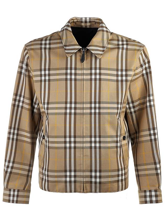 Check Print Reversible Zip-Up Jacket Truffle Beige - BURBERRY - BALAAN 3