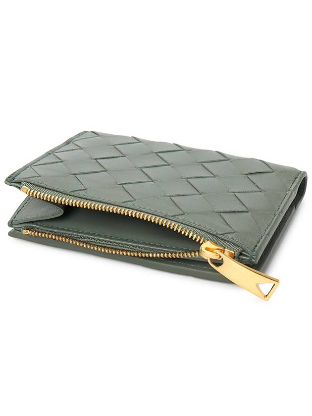 Intrecciato Small Leather Half Wallet Green - BOTTEGA VENETA - BALAAN 5