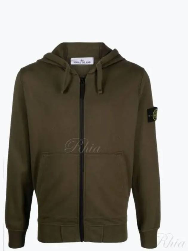 Men Wappen Cotton Fleece Hooded Zip Up Khaki - STONE ISLAND - BALAAN 2