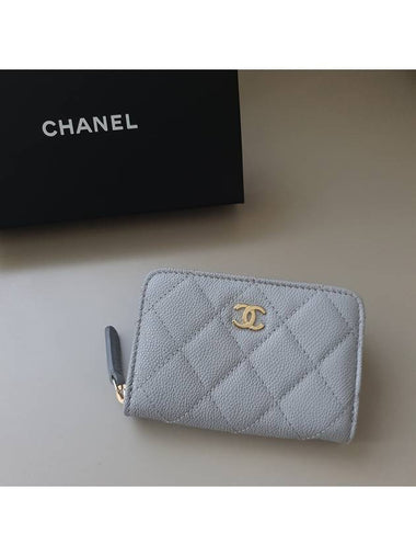 New season zipper card wallet gray gold plated - CHANEL - BALAAN 1