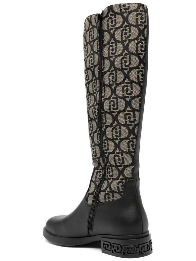 Liu Jo Black And Gray Knee-High Boots With Logo Print - LIU JO - BALAAN 3