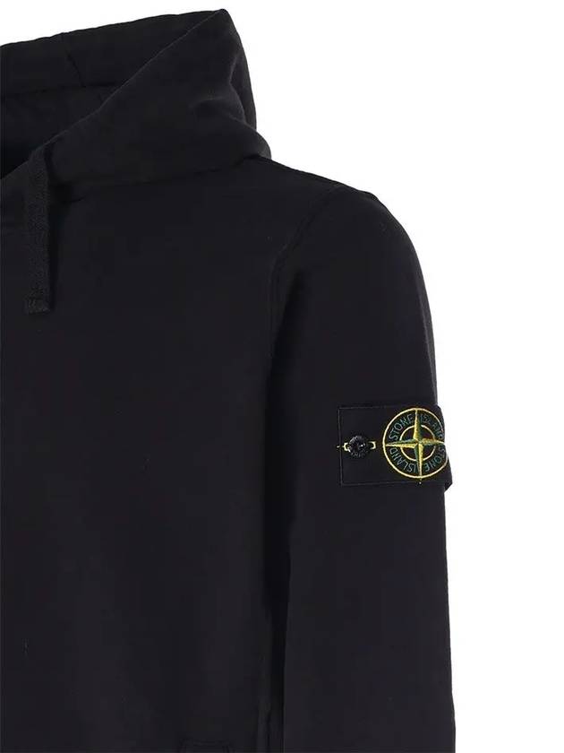 Wappen Patch Brushed Cotton Fleece Hoodie Black - STONE ISLAND - BALAAN 4