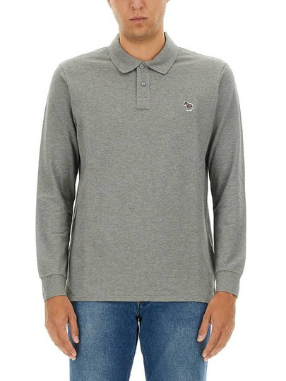 Zebra Patch Long Sleeve Polo Shirt Grey - PAUL SMITH - BALAAN 2