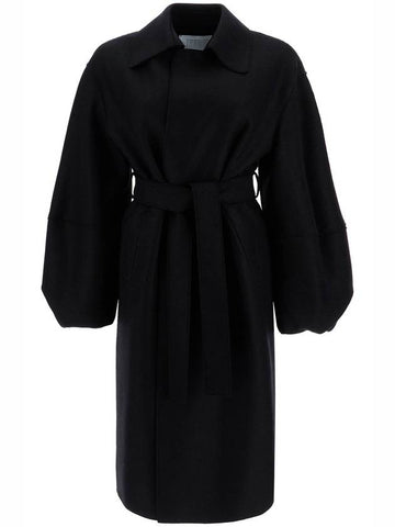 pressed wool robe coat with nine words - HARRIS WHARF LONDON - BALAAN 1