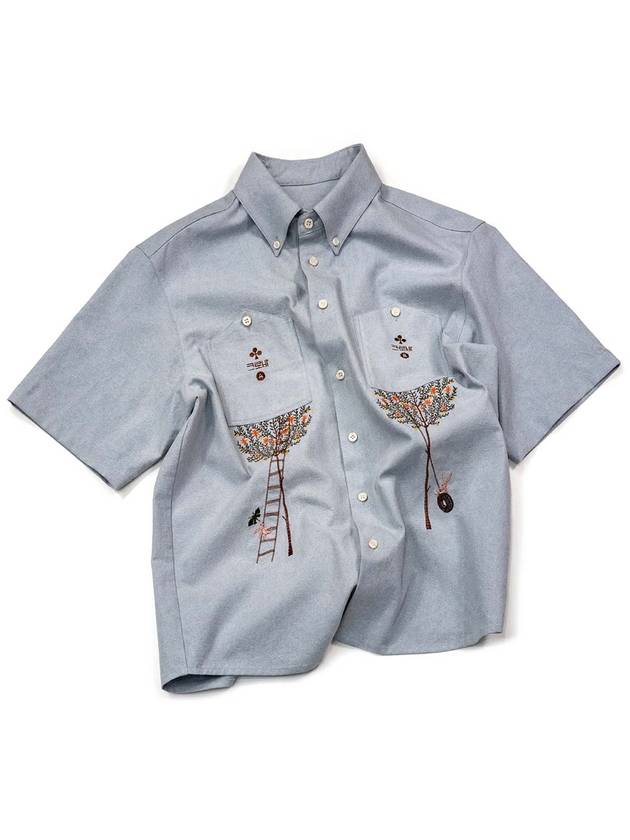 Men's I4SS01SB Root Zip Embroidery Shirt Sky Blue - IOEDLE - BALAAN 1