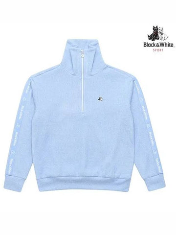 Bookle Half Zip Up T-Shirt 9113LXSPSKYBLUE - BLACK&WHITE - BALAAN 1