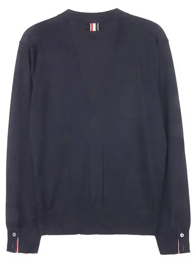 Men's Jersey Stitch V-Neck Cardigan Navy - THOM BROWNE - BALAAN 3