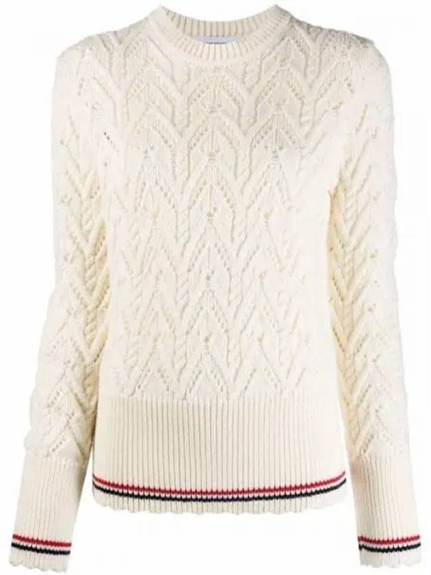 FKA357A Pointel three stripe cable knit 1207606 - THOM BROWNE - BALAAN 1