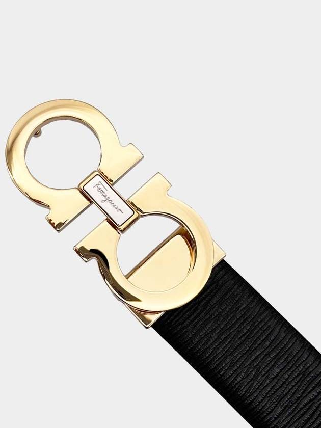 Reversible Gancini Leather Belt Black - SALVATORE FERRAGAMO - BALAAN 3