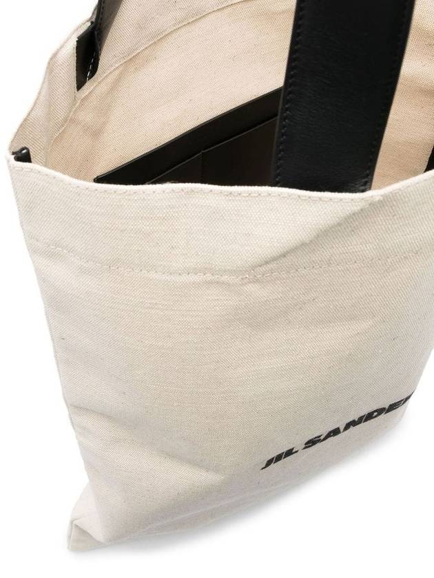 Logo Shopping Cotton Tote Bag Natural - JIL SANDER - BALAAN 4