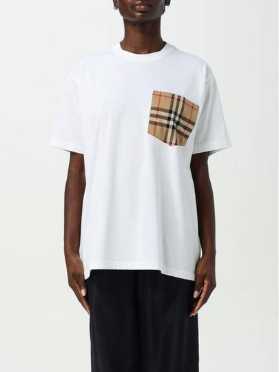 Check Cotton Short Sleeve T-Shirt White - BURBERRY - BALAAN 2