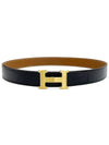 Men's Reversible H Belt 95 Black Camel Gold Matte Gold W Engraved 4HA0534 - HERMES - BALAAN 2