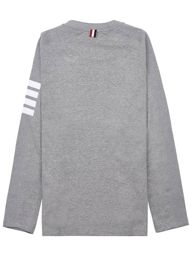 4-Bar Striped Cotton Long Sleeve T-Shirt Light Grey - THOM BROWNE - BALAAN 3