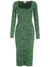 Women's Knit Square Neck Midi Dress Kelly Green - GANNI - BALAAN.