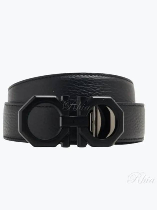 Reversible Gancini Leather Belt Black - SALVATORE FERRAGAMO - BALAAN 2