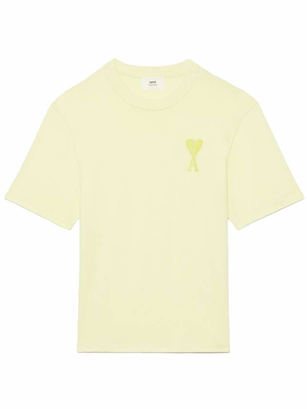 UTS002.726 703 Heart Logo Patch Short Sleeve T-Shirt Pale Yellow T-Shirt TJ - AMI - BALAAN 1