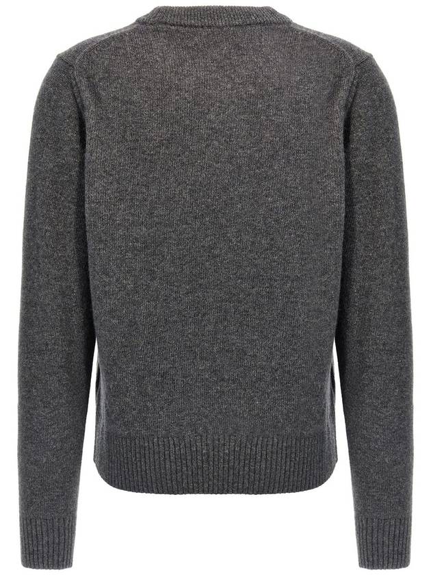 Graphic Wool Mix Tiger Crewneck Knit Top Grey - GANNI - BALAAN 3