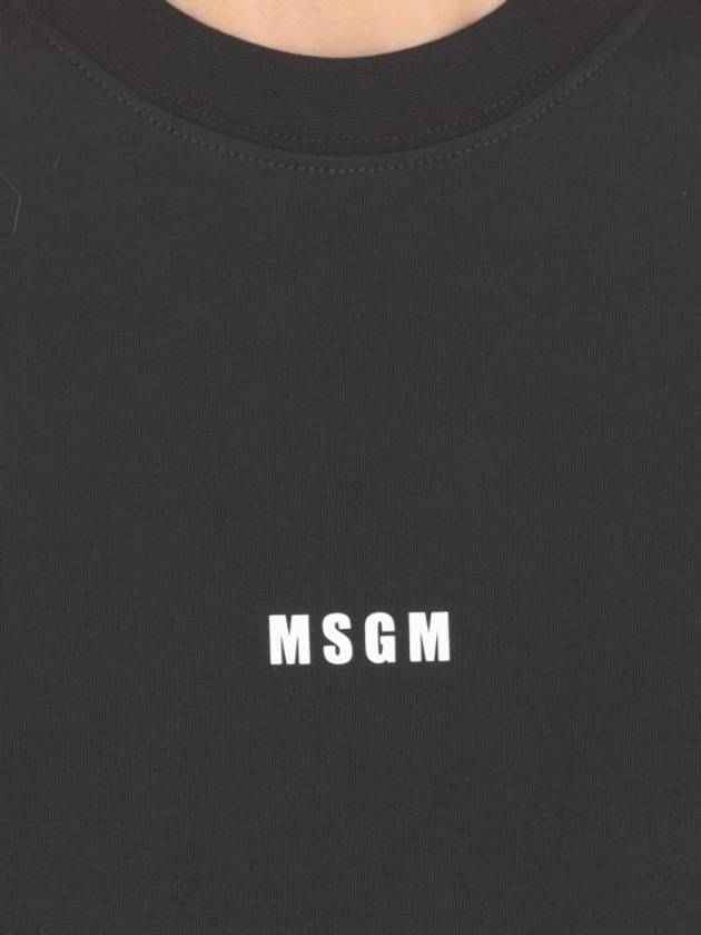 Micro Logo Print Long Sleeve T-Shirt Black - MSGM - BALAAN 5