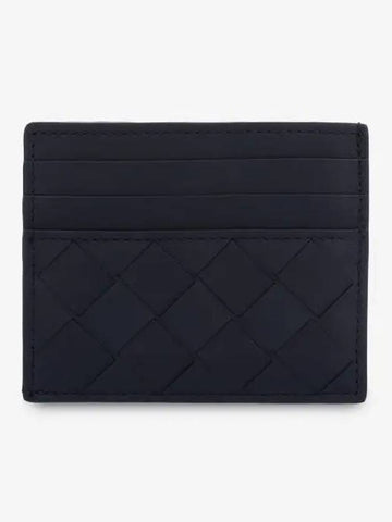 Intrecciato Leather Card Wallet Midnight Blue - BOTTEGA VENETA - BALAAN 1