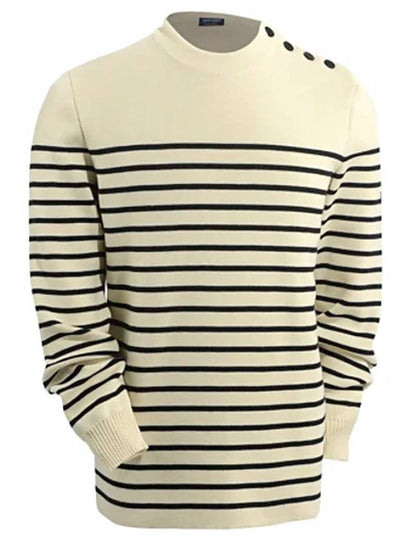 Galiote Striped Crew Neck Knit Top Ivory Navy - SAINT JAMES - BALAAN 2