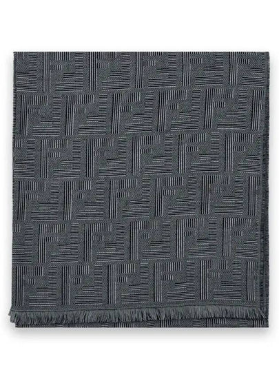 Men's All-Over Shadow Wool Silk Scarf Blue - FENDI - BALAAN 2