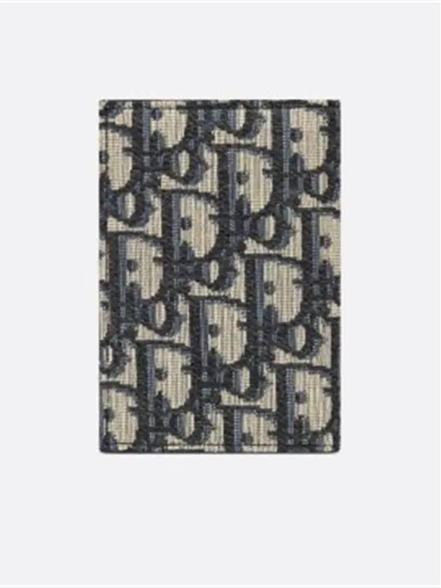 Vertical Half Card Holder Beige And Black  Oblique Jacquard - DIOR - BALAAN 3