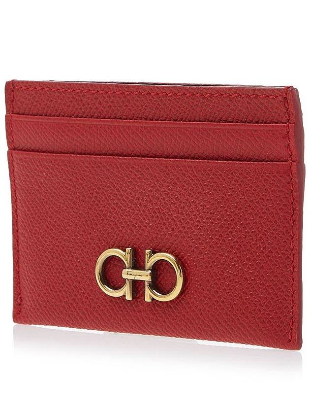 Gancini Card Wallet Lipstick Red - SALVATORE FERRAGAMO - BALAAN 3