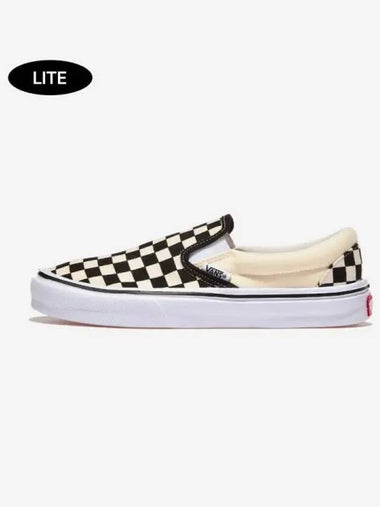 Shoes Sneakers Running Slip on Light BLK WHT CHK - VANS - BALAAN 1