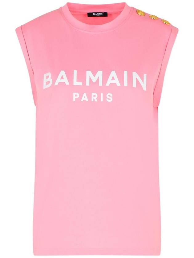 Balmain Pink Cotton Tank Top - BALMAIN - BALAAN 1