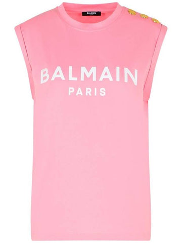 Balmain Pink Cotton Tank Top - BALMAIN - BALAAN 1