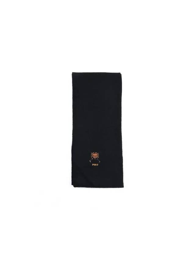 Fox Embroidered Wool Muffler Black - POLO RALPH LAUREN - BALAAN 2