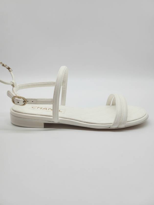 Strap Sandals Quilted Chain White G40020 - CHANEL - BALAAN 5