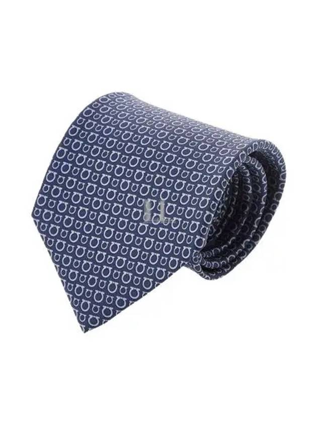 Gancini Print Silk Tie Bluemarine - SALVATORE FERRAGAMO - BALAAN 2