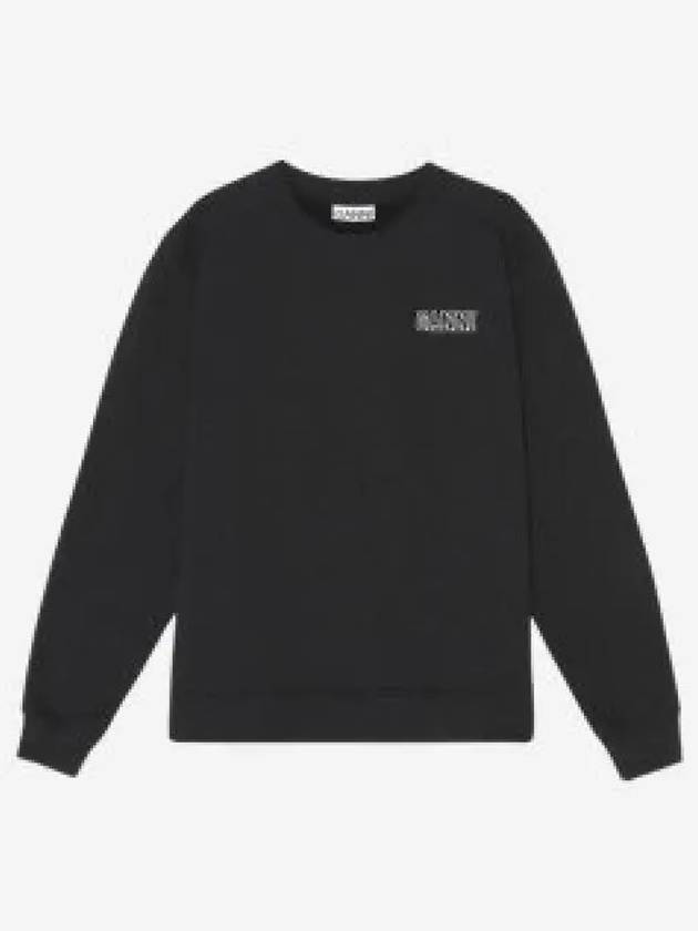 Embroidered Logo Cotton Sweatshirt Black - GANNI - BALAAN 2