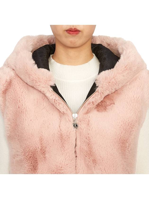 State Bunny Fur Hooded Vest Pink - MOOSE KNUCKLES - BALAAN 9