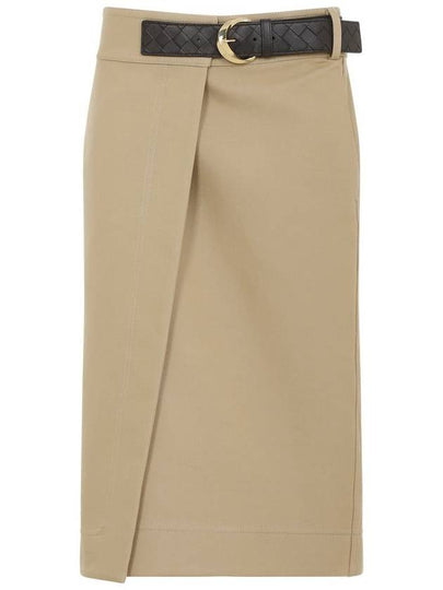 Belted Midi H-Line Skirt Nude - BOTTEGA VENETA - BALAAN 2