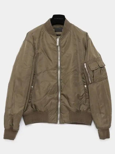 Khaki Nylon Bomber Jacket Green - GIVENCHY - BALAAN 2