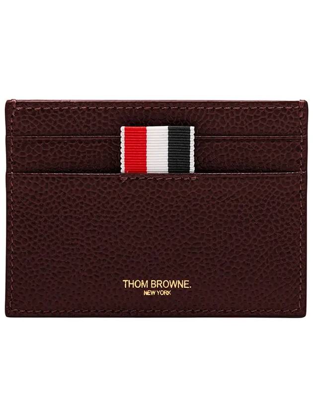 Lucido Leather Single Card Wallet Red - THOM BROWNE - BALAAN 3