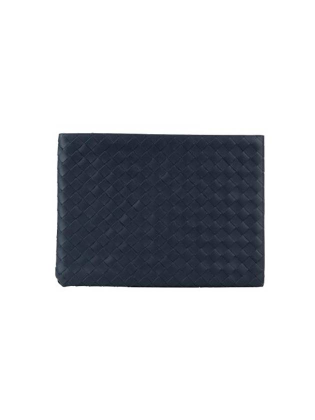 Intrecciato Half-Zip Clutch Bag Navy - BOTTEGA VENETA - BALAAN 1