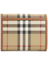 Women's Checked Leather Small Half Wallet Archive Beige - BURBERRY - BALAAN 3