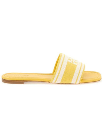 Logo Plaque Stripe Slippers Yellow - TORY BURCH - BALAAN 2