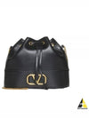 V Logo Signature Chain Napa Leather Bucket Bag Black - VALENTINO - BALAAN 2