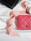 Classic Caviar CC Logo Card Half Wallet Pink Siamese Bone AP3178 - CHANEL - BALAAN 3