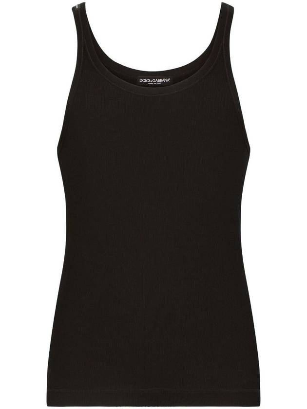 Ribbed Knit Tank Sleeveless Black - DOLCE&GABBANA - BALAAN 2