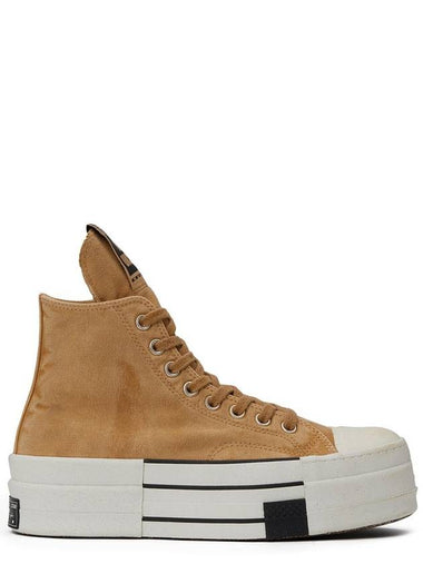 'Dbl Drkstar Hi' Blonde High Top Sneakers In Overdyed Canvas Woman - RICK OWENS - BALAAN 1