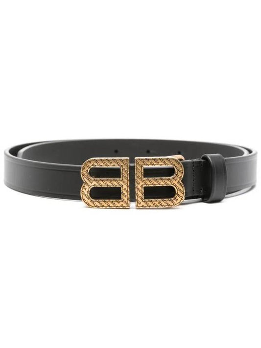 BB Hourglass Leather Belt Black - BALENCIAGA - BALAAN 1